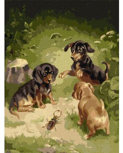 Комплект за рисуване по номера Ideyka - Кучешки игри, 30 х 40 cm