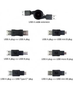 Комплект адаптери Vivanco - 45259, USB, 7 броя, черен