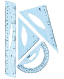 Комплект за чертане Deli Woove - EH12, 4 части, с линия 20 cm