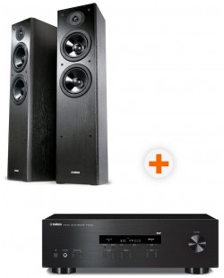 Комплект аудио система и ресийвър Yamaha - NS-F51 + R-S202, черен