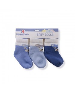 Комплект бебешки термо чорапи KikkaBoo Bear - Памучни, 2-3 години, 3 чифта, сини