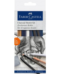 Комплект въглени Faber-Castell - Creative Studio, 7 броя