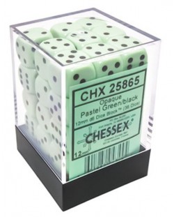 Комплект зарове Chessex Opaque Pastel - Green/black, 36 броя