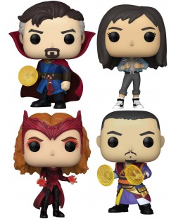 Комплект фигури Funko POP! Marvel: Doctor Strange - Doctor Strange, America Chavez, Scarlet Witch, Wong (Glows in the Dark) (Special Edition)