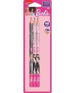Комплект моливи Maped Barbie - HB, 6 броя
