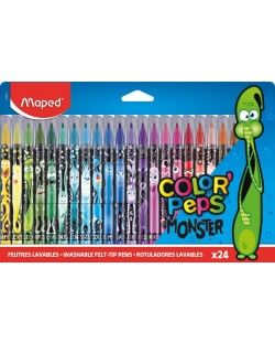 Комплект флумастери Maped Color Peps - Monster, 24 цвята