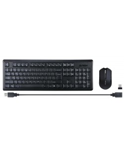 Kомплект клавиатура и мишка A4tech - 4200N, V-track, безжичен, черен