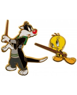 Комплект значки CineReplicas Animation: Looney Tunes - Sylvester and Tweety at Hogwarts (WB 100th)