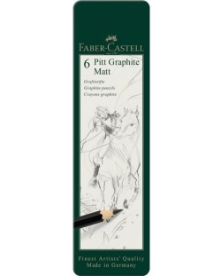 Комплект графитни моливи Faber-Castell Pitt - Matt, 6 броя