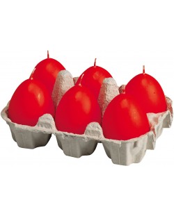 Комплект свещи Bolsius - Червени яйца, 6 броя