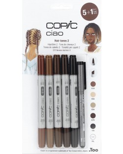 Комплект маркери Copic Ciao – тъмни телесни цветове, 5+1