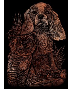 Комплект за гравиране Royal Copper - Куче и коте, 13 х 18 cm