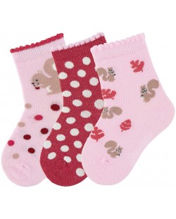 Комплект детски чорапи Sterntaler - С катеричка, 23/26 размер, 2-4 години, 3 чифта