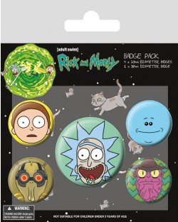 Комплект значки Pyramid -  Rick and Morty (Heads)