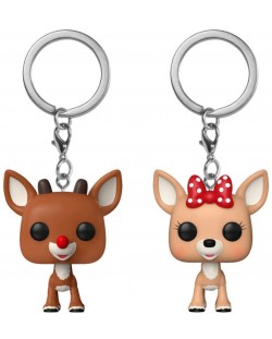 Комплект ключодържатели Funko Pocket POP! Animation: Rudolph The Red-Nosed Reindeer - Rudolph and Clarice