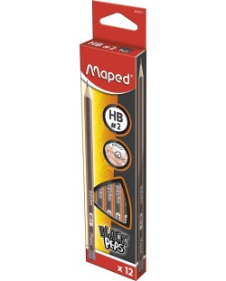 Комплект моливи Maped Black'Peps - HB, 12 броя