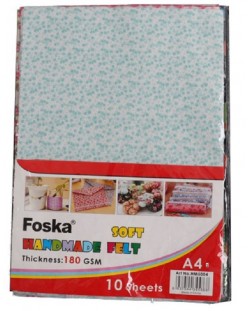 Комплект филц А4 Foska - Цветя, 180 gr, 10 листа