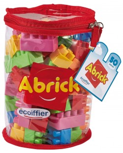 Конструктор Ecoiffier Abrick - Блокчета в червена торба, 50 части