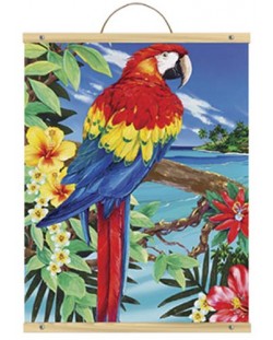 Комплект за рисуване с акрилни бои върху платно Royal - Папагал, 31 х 41 cm