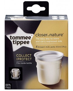 Комплект контейнери за кърма Tommee Tippee - Closer to Nature, 60 ml, 4 броя