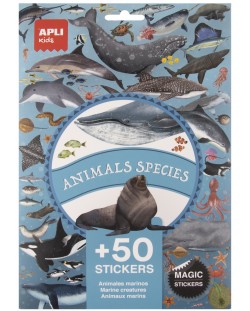 Комплект стикери Apli Kids - Животните в океана, 50 броя