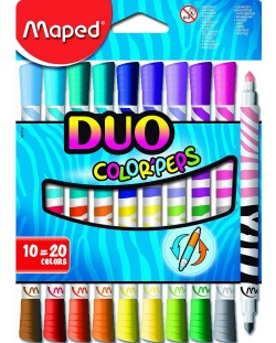 Комплект двувърхи флумастери Maped Color Peps Duo - 10 броя
