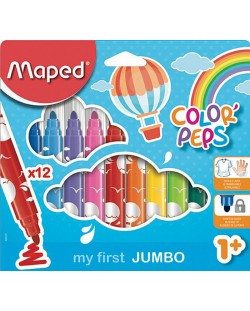 Комплект джъмбо флумастери Maped Color Peps - Early Age, 12 цвята