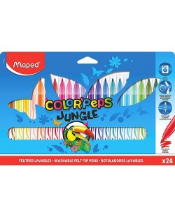 Комплект флумастери Maped Color Peps - Jungle, 24 цвята