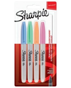 Комплект перманентни маркери Sharpie - F, 4 пастелни цвята