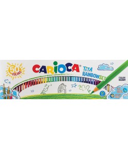 Комплект цветни моливи Carioca Tita Rainbow - 50 цвята