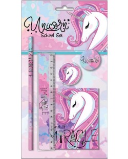 Комплект ученически пособия Graffiti Unicorn - Miracle, 5 части