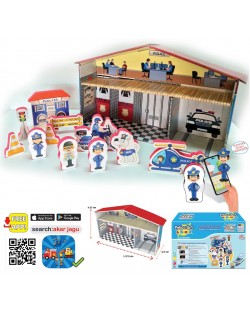 Комплект говорещи играчки Jagu - Полицейски участък и къща, 12 части