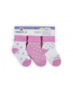 Комплект бебешки термо чорапи KikkaBoo - Памучни, 2-3 години, 3 чифта, розови