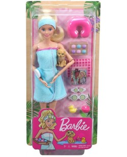 Комплект Mattel Barbie Wellness - Време за баня с кученце
