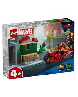 Конструктор LEGO Marvel - Marvel Железния човек с мотоциклет и Хълк (76287)