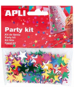 Комплект конфети Apli - Звезди, разноцветни, 15 mm