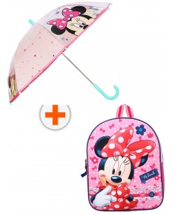 Комплект за детска градина Vadobag Minnie Mouse - 3D раница и чадър, Dotty about Dots