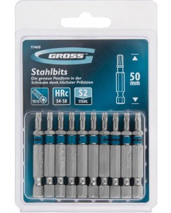 Комплект битове Gross - TORX 15, 50 mm, S2, 10 броя