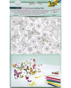 Творчески комплект картички и пликове Folia - Пеперуди