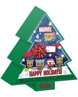 Комплект ключодържатели Funko Pocket POP! Marvel: Marvel - Happy Holidays Tree Box (Glows in the Dark) (Diamond Collection)