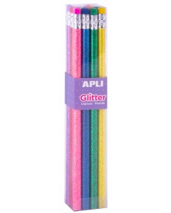 Комплект блестящи моливи с гумичкa Apli - 8 броя