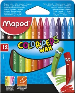 Комплект восъчни пастели Maped Color Peps, 12 цвята