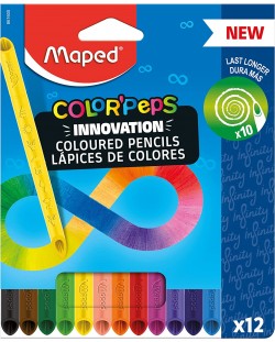 Комплект цветни моливи Maped Color Peps - Infinity, 12 цвята