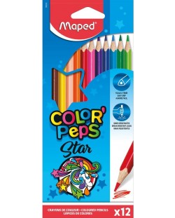Комплект цветни моливи Maped Color Peps - Star, 12 цвята