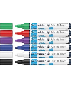 Комплект акрилни маркери Schneider Paint-It - 320, 4.00 mm, 6 основни цвята