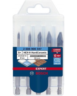 Комплект свредла Bosch - Expert, HEX-9 HardCeramic, 5 части, 9 x Ø5 mm