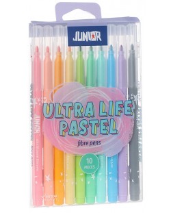 Комплект флумастери Junior - Ultra life, 10 пастелни цвята