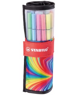 Комплект флумастери Stabilo Pen 68 - 25 цвята, в ролка 