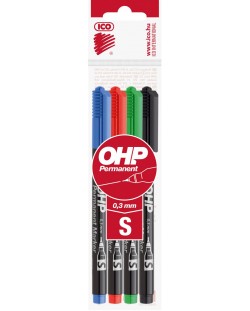 Комплект OHP маркери Ico - 4 цвята, S, 0.3 mm