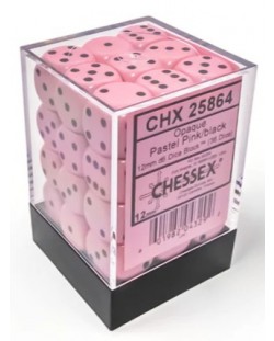 Комплект зарове Chessex Opaque Pastel - Pink/black, 36 броя